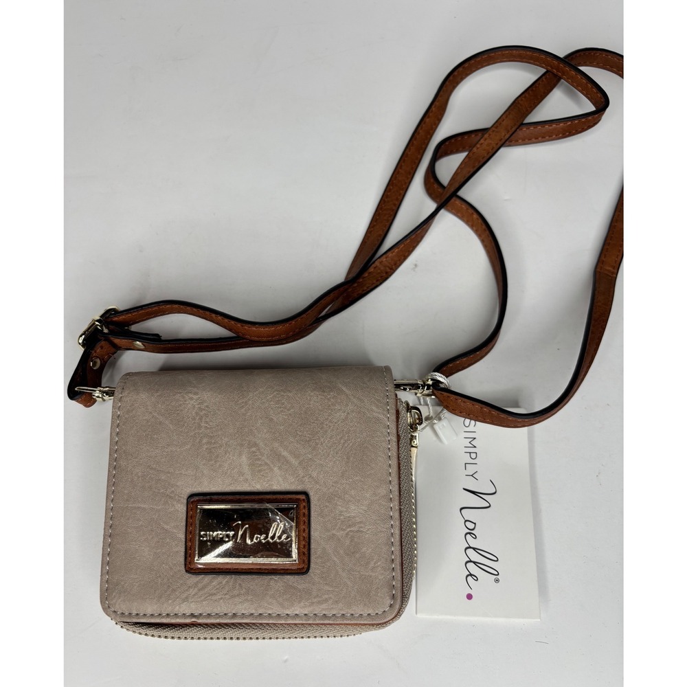 Simply Noelle Crossbody Wallet Women OS Taupe Brown Convertible Small Bag NEW